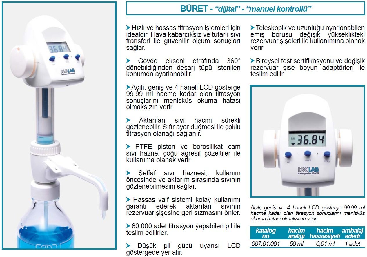 İSOLAB 007.01.001 büret - dijital